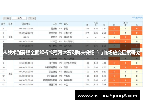 从战术到赛程全面解析欧冠淘汰赛对阵关键细节与临场应变因素研究